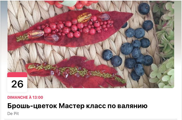 RIllustration FB. Брошь-цветок Мастер класс по валянию. Feutrage broche fleurale printanière. 2023-03-26